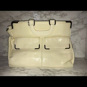 NWT CHARLES & KEITH OFF WHITE PATENT LEATHER BAG